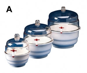 Bel-Art Space Saver Vacuum Desiccator - "SPACE SAVER" Polycarbonate Vacuum Desiccator with Clear Polycarbonate Bottom, 0.31 Cu. Ft. - F42027-0000