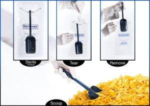 Bel-Art Sterileware Bent-Handle Scoops - Sterileware Bent Handle Sterile Scoop, 125 mL, Plastic, Individually Wrapped, Pack of 10 - H36904-2006