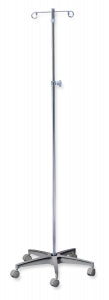 Brewer IV Poles - IV Pole, 5 Leg, 2 Hook, Hand Operate, Chrome - 11350