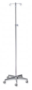 Brewer IV Poles - IV Pole, 5 Leg, 2 Hook, Hand Operate, Chrome - 11350