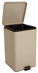 Brewer Steel Waste Containers - Step-On Steel Square Waste Can, 32 qt., Beige - 35268