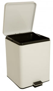 Brewer Steel Waste Containers - Step-On Steel Square Waste Can, 20 qt., White - 35269