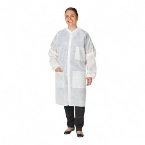 Cardinal Health Fluid Resistant Lab Coats - Fluid Resistant Lab Coat, White, Size M - 2301LC