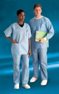 Cardinal Health Blue Disposable Scrub Pants - Disposable Fluid-Resistant Single-Pocket Elastic-Waist Scrub Pants, Blue, Size L - 23603PE