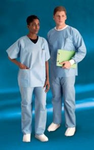 Cardinal Health Blue Disposable Scrub Pants - Disposable Fluid-Resistant Single-Pocket Elastic-Waist Scrub Pants, Blue, Size L - 23603PE
