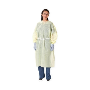 Cardinal Health AAMI Level 1 Lightweight Multi-Ply Isolation Gowns - AAMI Level 1 Lightweight Multi-Ply Isolation Gown with Tape Tab Neck, Yellow, Size XL - AT2237-XL