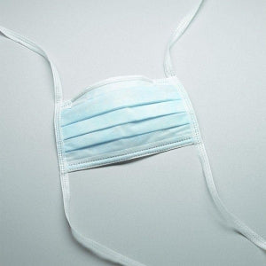 Cardinal ASTM Level 1 Duckbill Surgical Masks with Tie Closure - ASTM Level 1 Surgical Mask with Vertical Tie Closure, Blue - AT71035