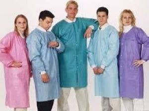 Cardinal Health Disposable Knee-Length Purple Lab Coats - Knee-Length Lab Coat, Knit Collar, Ceil Blue, Size XS - C3660CBXS