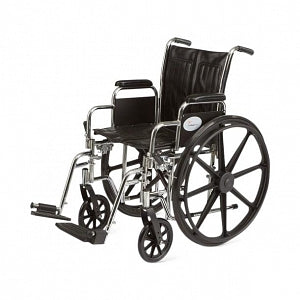 Cardinal Health Wheelchairs - 500-lb. Capacity Wheelchair with Desk-Length Arms, Elevating Leg Rests and Chrome Finish, 24" x 18" - CW0007PS