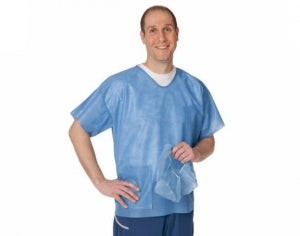 Cardinal Health SMS Scrub Tops - Novaplus Disposable SMS Scrub Top, Blue, Size XL - V23504T