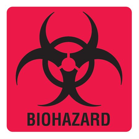 Biohazard Warning Labels Biohazard Symbol - Red with Black Text - 0.75 ...