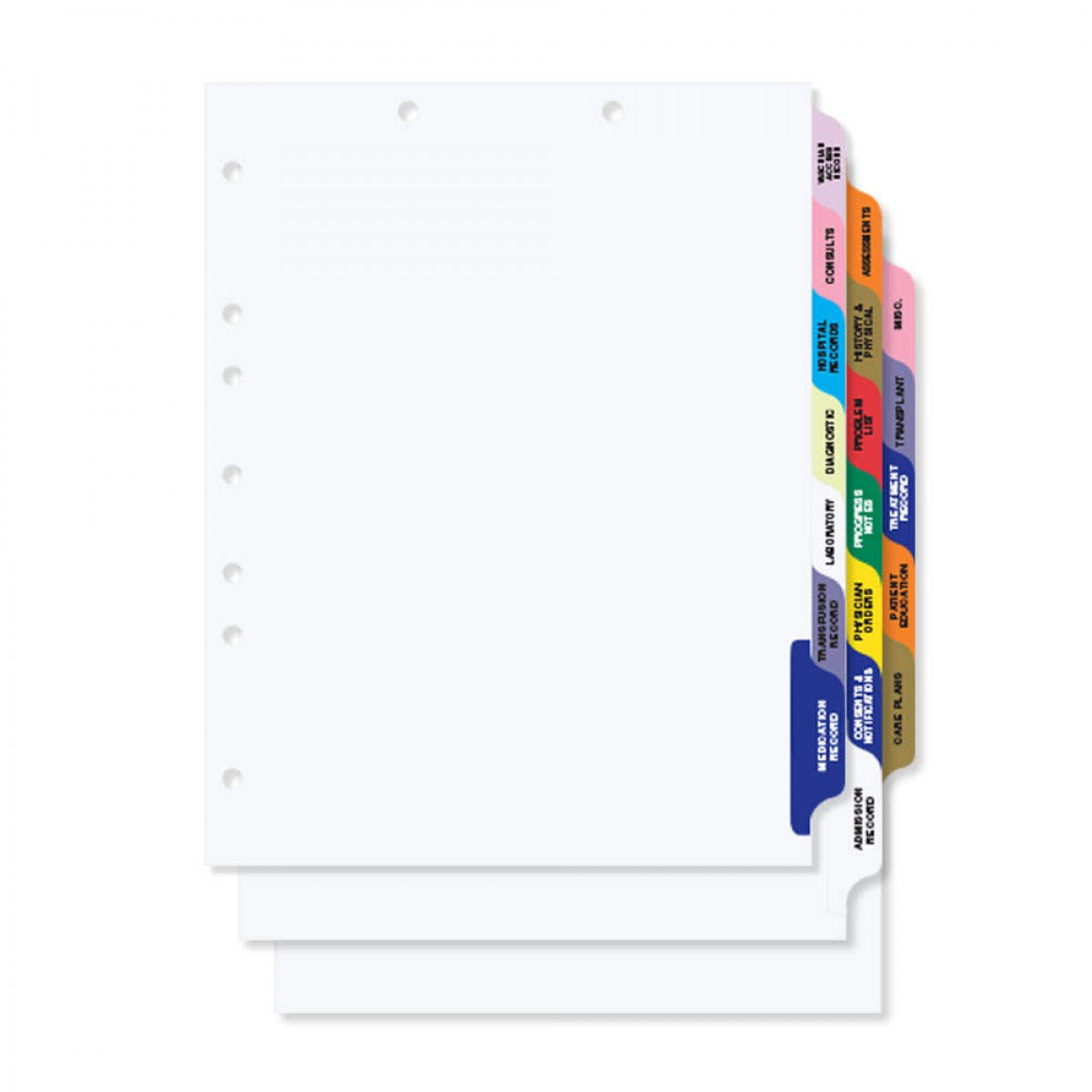 Chart Divider Side Tab 1/7 Cut 19 Titles2 BanksDialysis Assorted Col