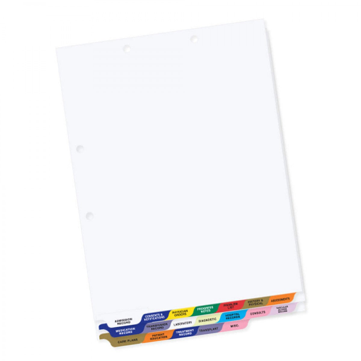 Chart Divider Bottom Tab 1/7 Cut 19 Titles|2 Banks|Dialysis Assorted C ...