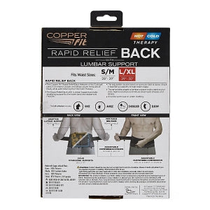 Idea Village Copper Fit Compression Adjustable Back Supports - Copper Fit Adjustable Back Supports with Hot / Cold Therapy, Copper Infused, Size L / XL (39" - 50") - CFRRBKLXL