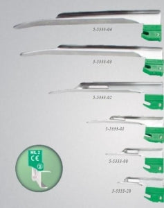 SunMed GreenLine / D Miller Laryngoscope Blades - MAC GreenLine Disposable Blade, Miller, Size 1, 102 mm - 10 mm, Fiberoptic, Infant - 5-5333-01