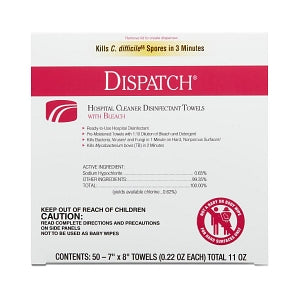 Clorox Dispatch Hospital Disinfectant Towels with Bleach - Dispatch Bleach Wipes, Individual, 50 wipes, 7" x 8" - 69101