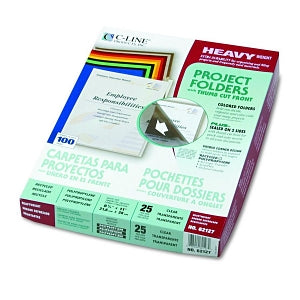 C-Line Recycled Letter-Sized Project Folder - Recycled Poly Project Folders with Thumb Cut Front, 8-1/2" x 11", Reduced Glare, Clear - 62127