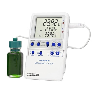 Contol Co Memory-Loc USB Refrig / Freezer Thermometers - Memory-Loc USB Refrigerator / Freezer Thermometer with 1 Bullet Probe and 1 Bottle Probe - 6440