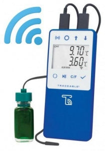 Control Company TraceableLIVE Refrigerator / Freezer Thermometers - TraceableLIVE Refrigerator / Freezer Thermometer with -50°C to 60°C (-58°F to 140°F) Range and Bottle / Bullet Probes - 6501