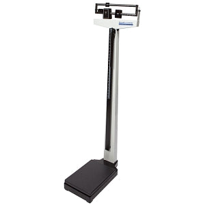 Health O Meter Professional Mechanical Floor Scales - Mechanical Physician Scale with Height Rod and Wheels - 402KLWHCW