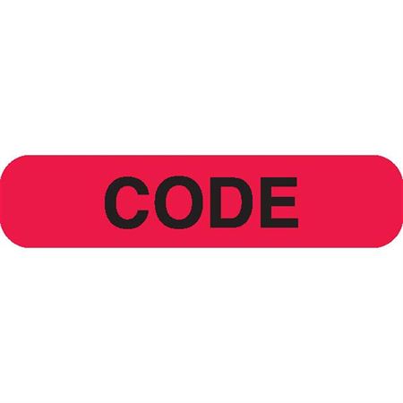Phlebotomy/Specimen Receiving Labels CODE" - Red with black text - 1.625"W x 0.375"H