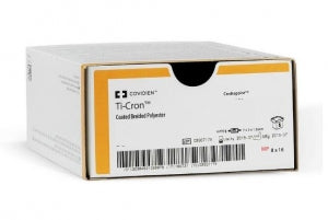 Medtronic Braided Ti-Cron Sutures - Ti-Cron Polyester Suture, Reverse Cutting, Size 3-0, Blue, 30", Needle C-14, 3/8 Circle - 88863050-41