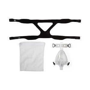 Pulmodyne Silicone CPAP Full Face Masks - Silicone CPAP Full Face Mask with Head Strap, SilentVent Anti-Asphyxia Elbow (22mm Male) and OmniCLIP with Silicone Forehead Pad, Adult, Size M - CPAP9401