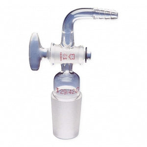 DWK Life Sciences Kimble Flow Control Inlet Adapter - Right-Angle Flow Control Inlet Adapter, Glass Stopcock, 29/42 ST Joint, 130mm H - 185000-2942