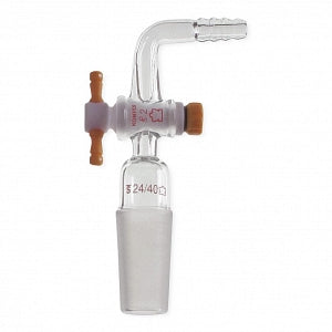 DWK Life Sciences Kimble Flow Control Inlet Adapter - Right-Angle Flow Control Inlet Adapter, PTFE Stopcock, 24/40 ST Joint, 130mm H - 185030-2440