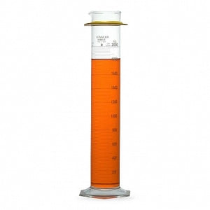DWK Life Sciences Kimble Class B Cylinders with Pour Spout - Class B To Contain Cylinder with Pour Spout, Bumper, White Scale, 2000 mL - 20022-2000