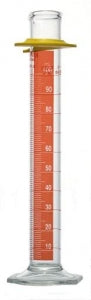 DWK Kimble Class B Cylinder w/Single Scale and Red Stripe - Class B TD Cylinder with Single White Scale and Red Stripe, Bumper, 100 mL - 20024D-100