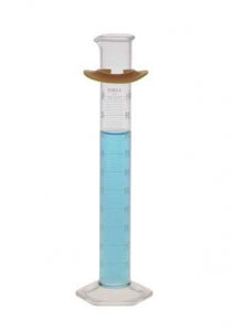DWK Kimble Class B Cylinders with Double Metric Scale - Class B Cylinder with White Double Metric Scale, Bumper, 100 mL - 20030-100