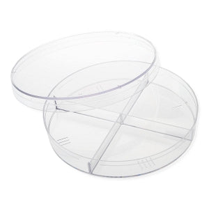 Celltreat Scientific Sterile Compartment Petri Dishes - 100 mm x 15 mm 4-Compartment Sterile Polystyrene Petri Dish - 229684