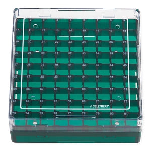 Celltreat Scientific Products Cryogenic Vial Storage Boxes - 100-Place Polycarbonate Nonsterile Storage Box for 1-1.8 mL Cryogenic Vials - 229945