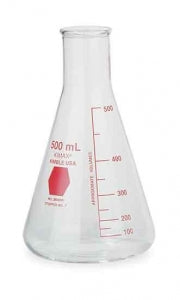 DWK KIMAX Colorware Narrow Mouth Erlenmeyer Flasks - KIMAX Colorware Narrow Mouth Erlenmeyer Flask, Red Scale, 50 mL - 26500R-50
