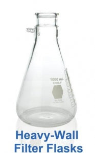 DWK Side Tubulation Filtering Flasks - Graduated Filtering Flask, 2, 000 mL Capacity, Glass, 30 cm H - 27060-2000