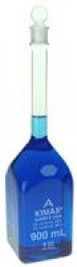 DWK Life Sciences Kimble Class A Square Volumetric Flask - KIMAX Class A Square Volumetric Flask with Standard Taper Glass Pennyhead Stopper, Calibrated To Contain & To Deliver, 900mL - 28046-900