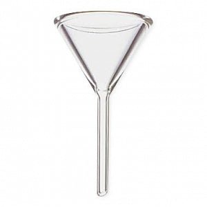 DWK Life Sciences Kimble Short Stem Addition Funnels - KIMAX 58° Short Stem Funnel, 8 mm O. D. x 75 mm L Stem, 75 mm Top I. D., 90 mL Volume - 28950-75