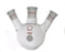 DWK Life Sciences Kimble Angled Three Neck RB Flask - Angled 3-Neck Round-Bottom Distilling Flask, 19/22 Center ST Joint, 14/20 Side ST Joint, 100mL - 295500-0100