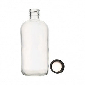 DWK Life Sciences Kimble 2OZ Clear Glass Boston Round Bottle - Boston Round Clear Glass Bottle, Phenolic Cap with PTFE-Faced Foam Liner, 2oz. Convenience Packs - 5110220V-26