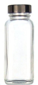 DWK Life Sciences Kimble 2OZ Clear Glass French Square Bottle - Clear French Square Glass Bottle, Phenolic Cap with Polyethylene Liner, 2oz., Bulk Packs - 5610228C-22