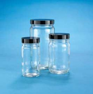 DWK Kimble 2OZ Clear Glass AC Medium Round Bottle - Medium Round Clear Glass Bottle, Phenolic Cap with Polyethylene Liner, 2oz., Convenience Packs - 5710238V-22