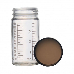 DWK Kimble 2OZ Clear Graduated Glass AC Medium Round Bottle - Medium Round Clear Glass Bottle, Graduated, Phenolic Cap with 14B Rubber Liner, 2oz., Bulk Packs - 5810238C-24