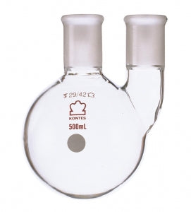 DWK Kimble Two Vertical Neck Round Bottom Boiling Flasks - Two Vertical Neck Round Bottom Boiling Flask, 34/45, 24/40, 2000 mL - 605000-2024