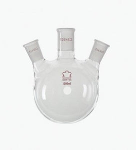 DWK Life Sciences Kimble Angled Three Neck RB Flask - Angled 3-Neck Round-Bottom Distilling Flask, 24/40 Center ST Joint, 24/40 Side ST Joint, 1L - 606020-1424