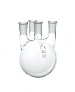 DWK Life Sciences Kimble 4 Vertical Neck RB Flask - 4-Neck Round-Bottom Distilling Flask, 45/50 Center ST Joint, 24/40 Side ST Joint, 500mL - 607000-0524