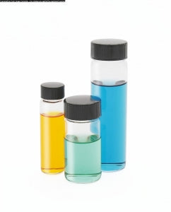 DWK Kimble 33 Expansion Borosilicate Glass Vial w/Cap Attached - 33 Expansion Borosilicate Clear Glass Vial with Phenolic Cap Attached, 12 x 35 mm - 60811B-12