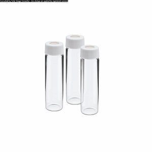 DWK Kimble 33 Expansion Borosilicate Glass Vial w/Cap Attached - 33 Expansion Borosilicate Clear Glass Vial with Phenolic Cap Attached, 28 x 57 mm - 60811S-5