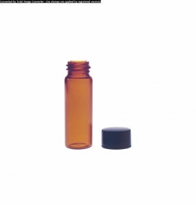 DWK Kimble Amber Screw Thread Vial w/Cap w/Unattach PTFE Liner - Amber Screw Thread Vial with Black Phenolic Cap and Unattached PTFE Liner, 17 x 60 - 60912D-2