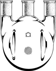 DWK Life Sciences Kimble Indented Three Vertical Neck RB Flask - FLK RB 3N MORT 1L 24C 24S - 609400-0624